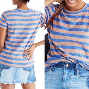 Madewell Blue and Brown Striped Tee